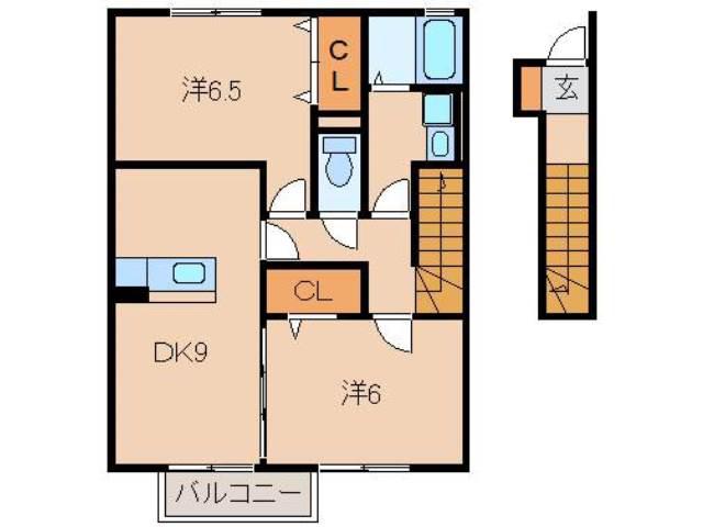イヴェールアージュ(2DK/2階)の間取り写真
