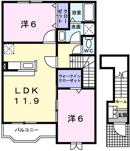 カノンII(2LDK/2階)の間取り写真