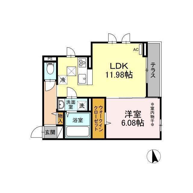 D-ROOM ルミエール富士見(1LDK/1階)の間取り写真