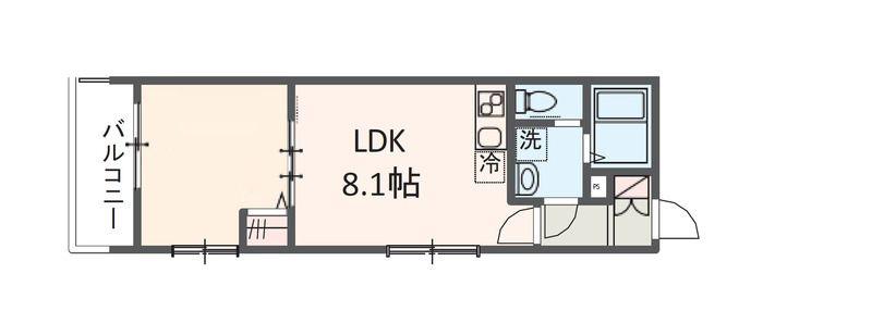 MELDIA京成大和田II(1LDK/2階)の間取り写真