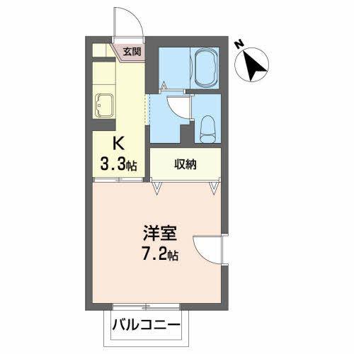 オーロハウスB(1K/1階)の間取り写真