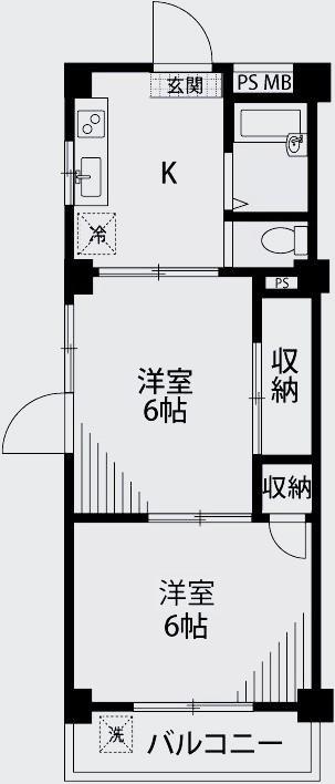 MITA仙川ビル(2K/4階)の間取り写真