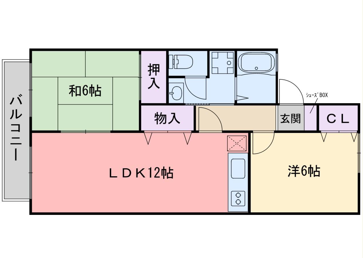 メゾン・クレアトゥール(2LDK/2階)の間取り写真