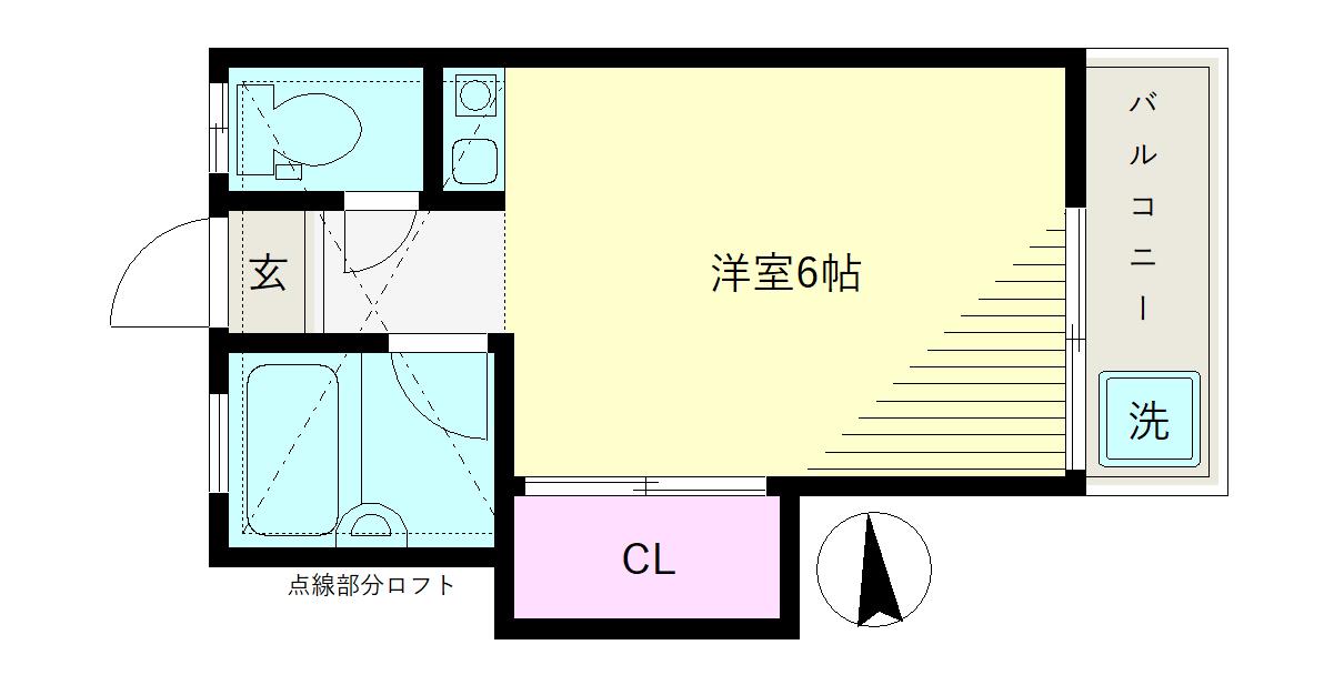 リバーサイド港南(ワンルーム/1階)の間取り写真
