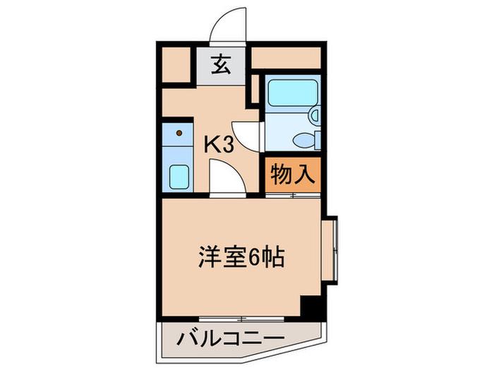 ベルヴェ府中(1K/2階)の間取り写真