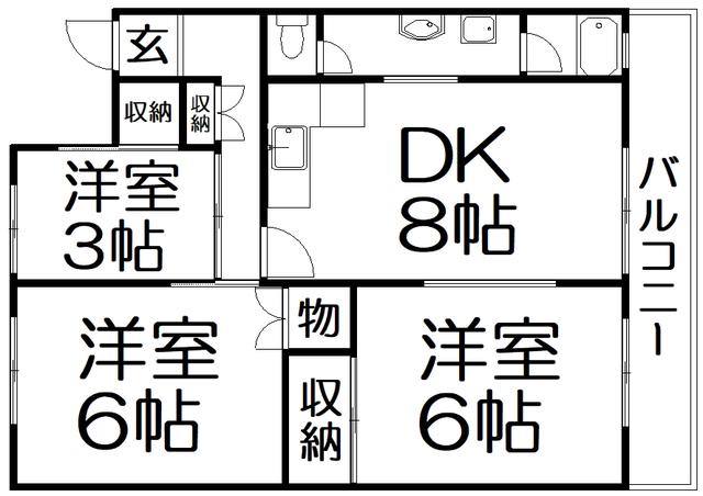 リーガルメゾン枚方(3DK/3階)の間取り写真