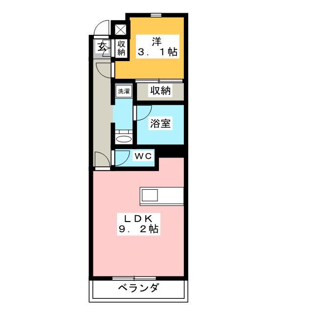 コンフォート大宮三橋(1LDK/1階)の間取り写真