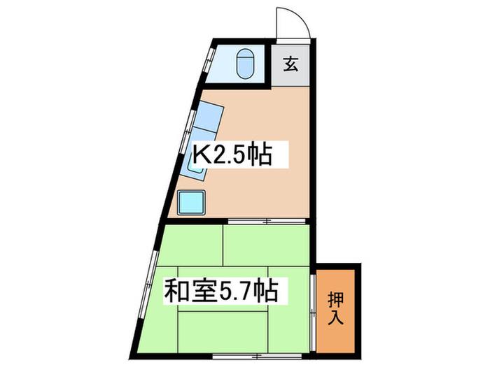 中山コーポ(1K/2階)の間取り写真