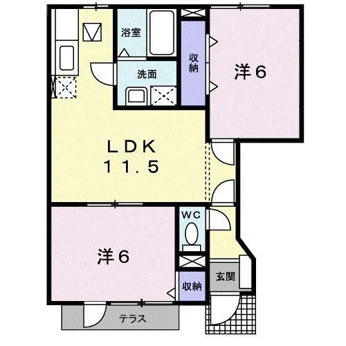 ニューアルカンシエル(2LDK/1階)の間取り写真