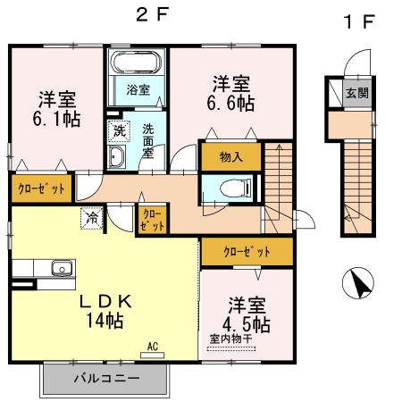 D-ROOMリリイー(3LDK/2階)の間取り写真