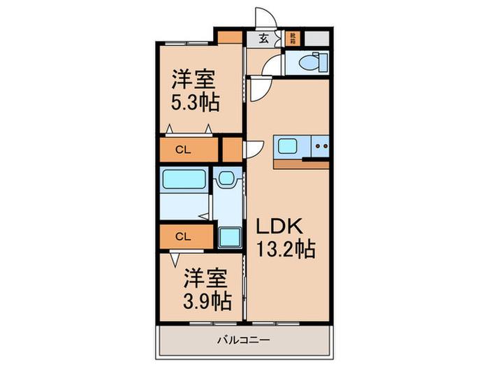 メゾンシュシュ大宮(2LDK/1階)の間取り写真