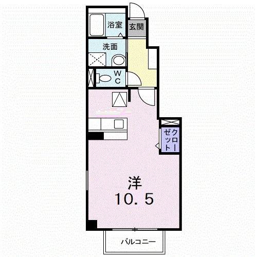 シャモニー弐番館(ワンルーム/1階)の間取り写真