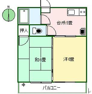 第3コーポ甲斐(2K/3階)の間取り写真
