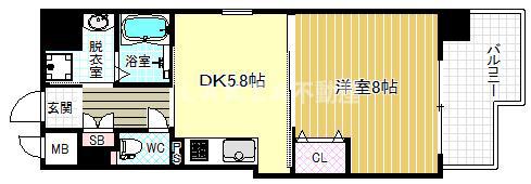 O・G・SFUKUSHIMA(1K/8階)の間取り写真