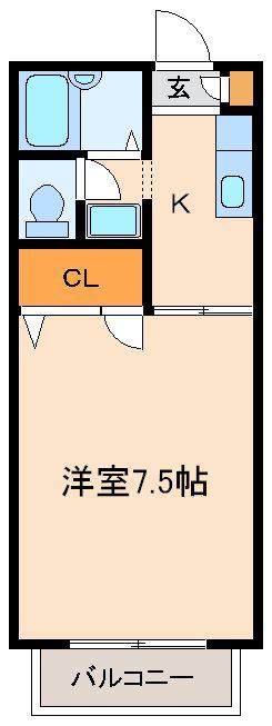 クレールパークB(1K/1階)の間取り写真