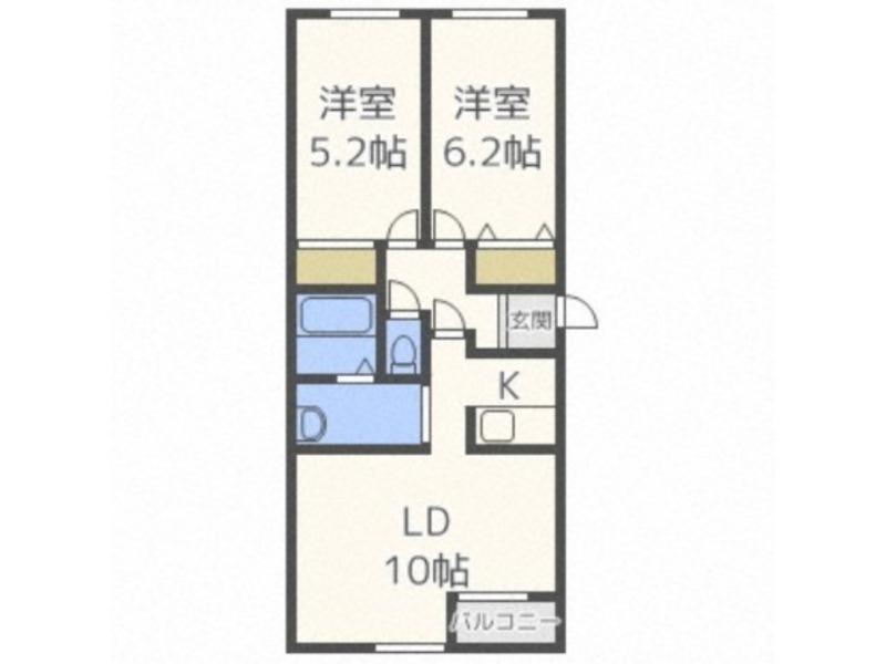 グランメール214(2LDK/3階)の間取り写真