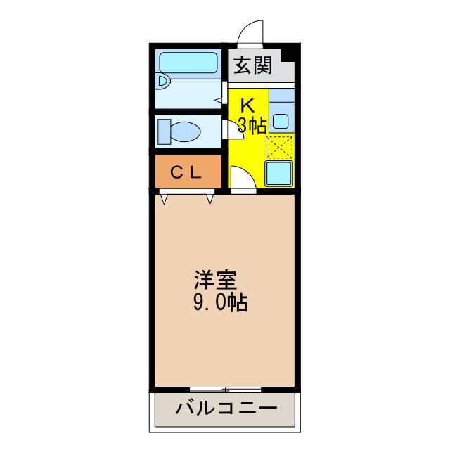 コーポドリーム(1K/3階)の間取り写真