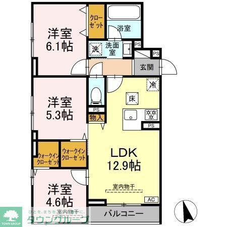 トリシア円行2丁目プロジェクト(3LDK/3階)の間取り写真