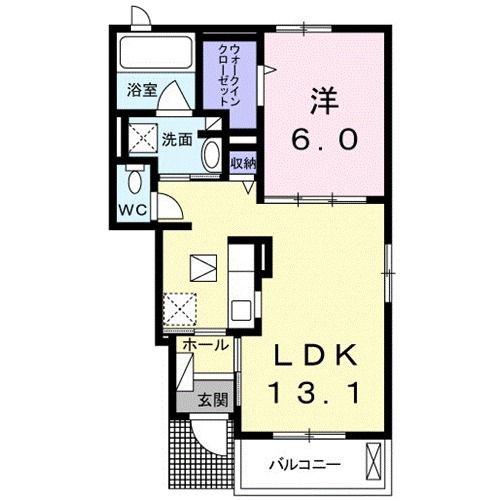 CALME(1LDK/1階)の間取り写真
