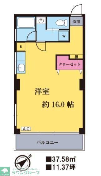 大和マンション(ワンルーム/4階)の間取り写真
