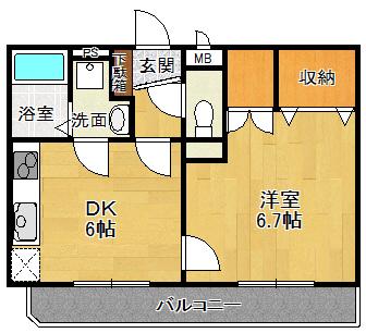 アスライフ宝塚山本ガーデン(1DK/3階)の間取り写真