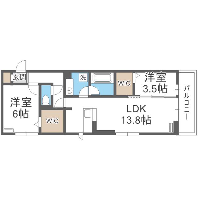 PURE WIND GARDEN A棟(2LDK/3階)の間取り写真