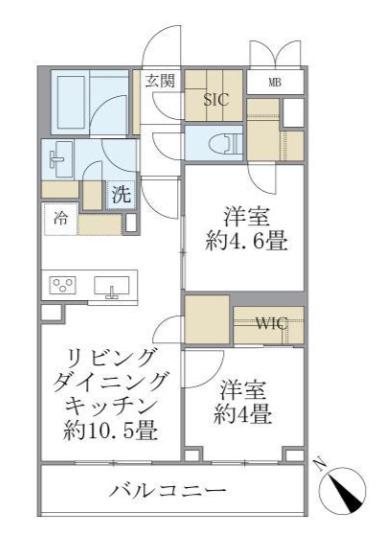 ラペルラ目黒東山II(2LDK/1階)の間取り写真