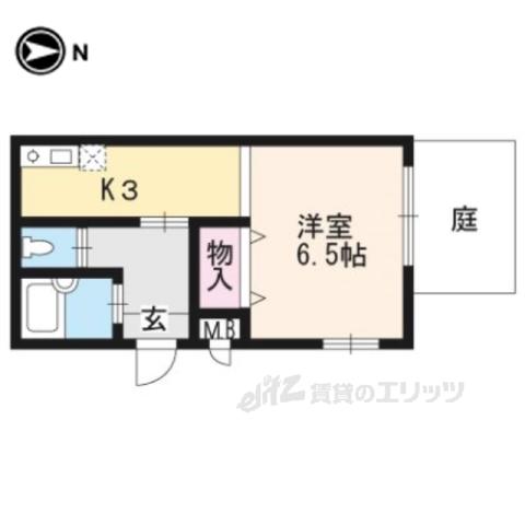 北白川BCBGCLUB(1K/1階)の間取り写真