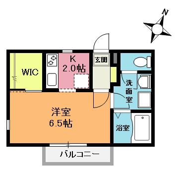 ポムドテール(1K/1階)の間取り写真