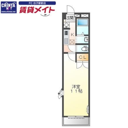 プチパレット(1K/1階)の間取り写真