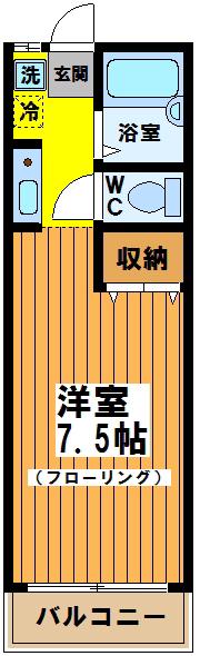 TKガーデンパレス(1K/1階)の間取り写真