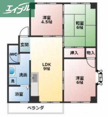 メゾン大忠(3LDK/2階)の間取り写真