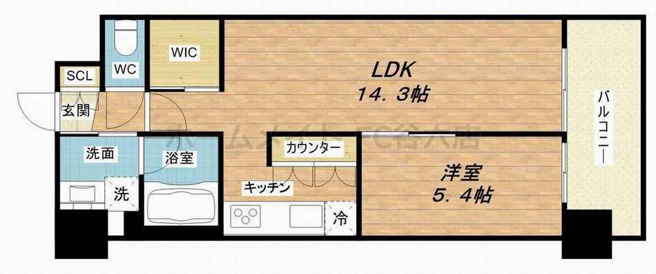 グランカーサ難波元町(1LDK/3階)の間取り写真