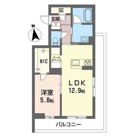 ＪＲ上越線 高崎問屋町駅 徒歩14分 3階建 築3年(1LDK/3階)の間取り写真