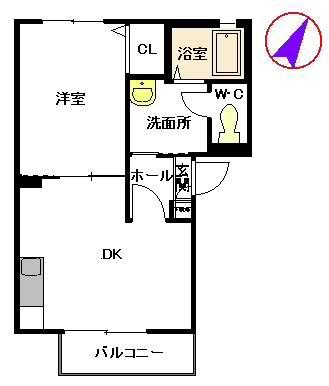 フレグランスプラトー(1DK/2階)の間取り写真