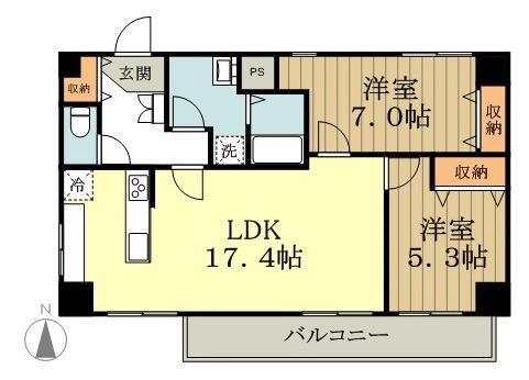 小金井本町ビル(2LDK/11階)の間取り写真