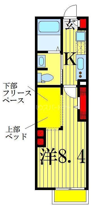 エルスタンザ高砂(1K/1階)の間取り写真