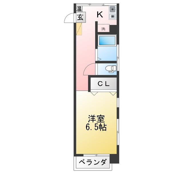 八雲ハイツ(ワンルーム/2階)の間取り写真
