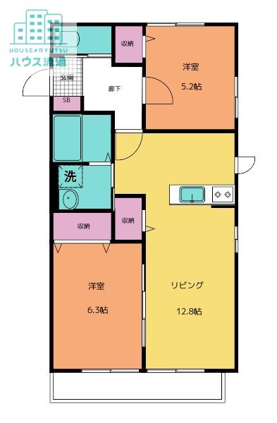 グランコート松原(2LDK/2階)の間取り写真