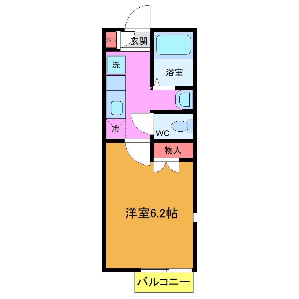 アーカスKVI(1K/1階)の間取り写真