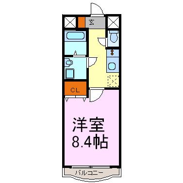 サンアップウェルI(1K/2階)の間取り写真