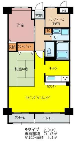 大通ハウディ北上駅前12階建 5階12階 BCタイプ(2SLDK/9階)の間取り写真