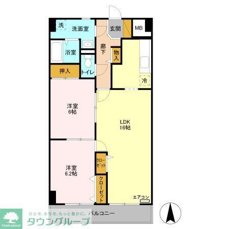 クレドール草加(2LDK/2階)の間取り写真