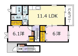 セイシャルL(2LDK/2階)の間取り写真
