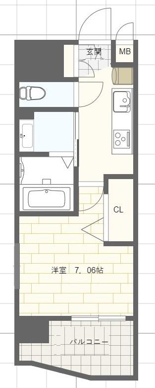 LUXE姫路(1K/12階)の間取り写真