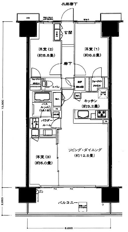 シティテラス前橋広瀬川(3LDK/6階)の間取り写真