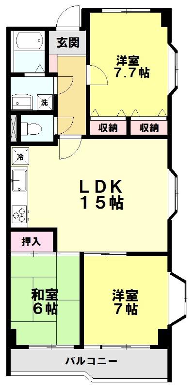ロイヤルシャトー(3LDK/3階)の間取り写真