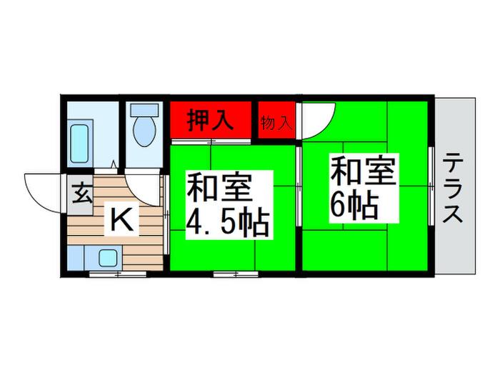トリデハイツ(2K/1階)の間取り写真