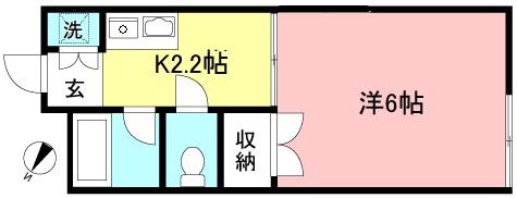エーゼルハイム(1K/2階)の間取り写真