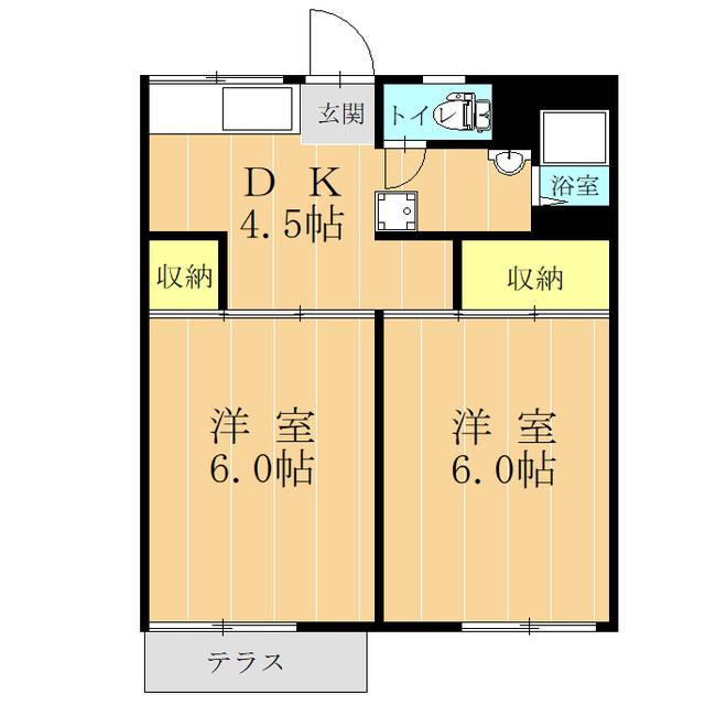 コーポ松田A棟・B棟(2DK/1階)の間取り写真